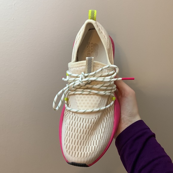 Sorel Pink, Beige, and Neon Yellow Shoes - Picture 14 of 15